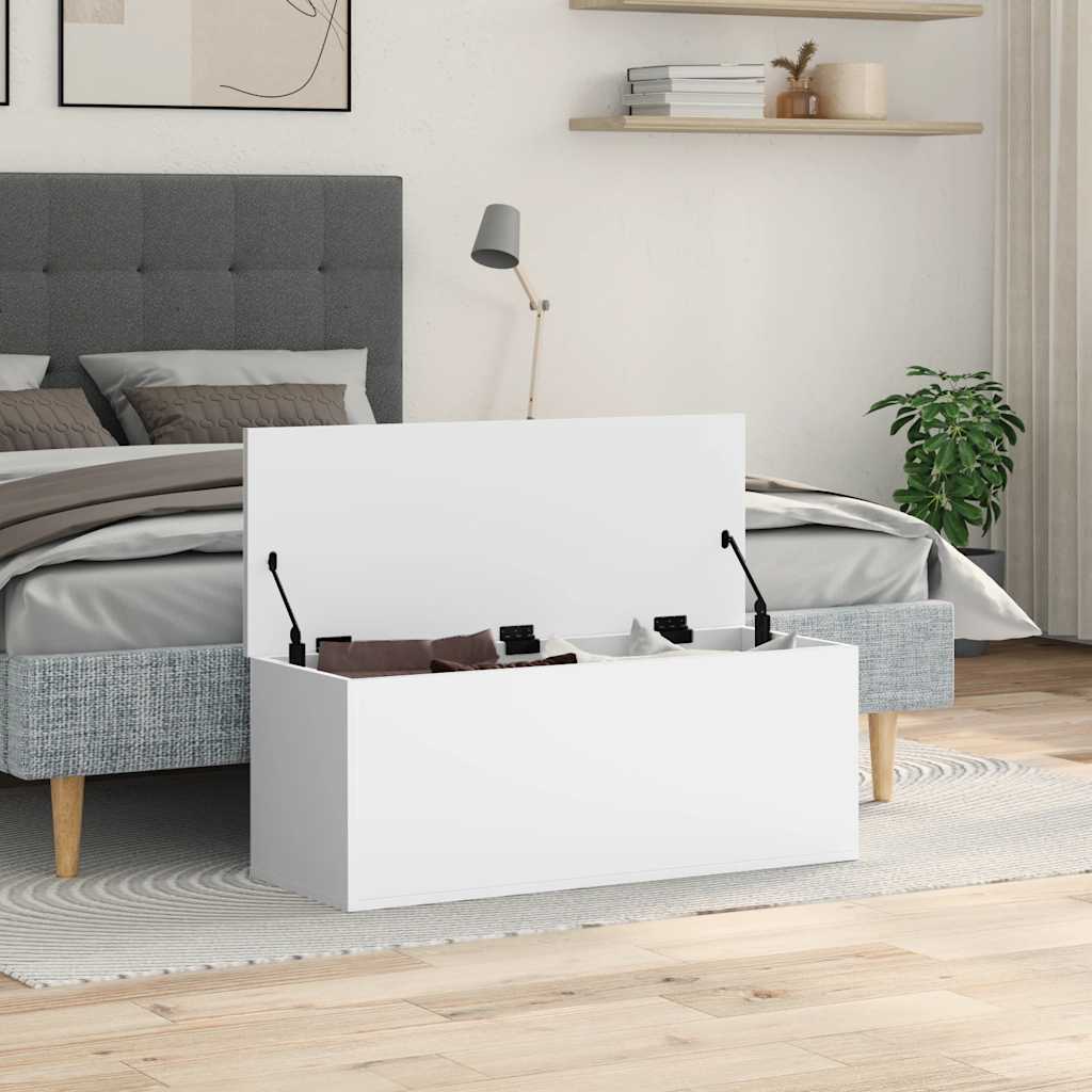 vidaXL Skrzynia, biała, 90x35x35 cm, materiał drewnopochodny