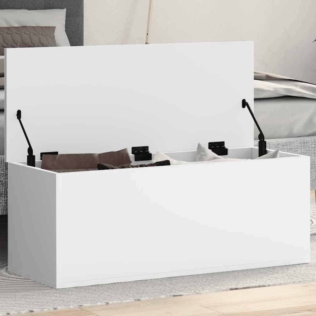 vidaXL Skrzynia, biała, 90x35x35 cm, materiał drewnopochodny