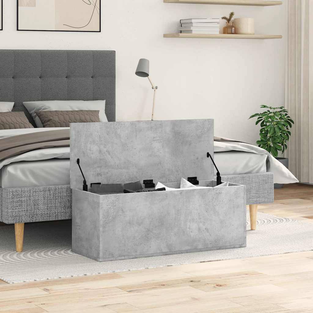 vidaXL Skrzynia, szarość betonu, 90x35x35 cm, materiał drewnopochodny