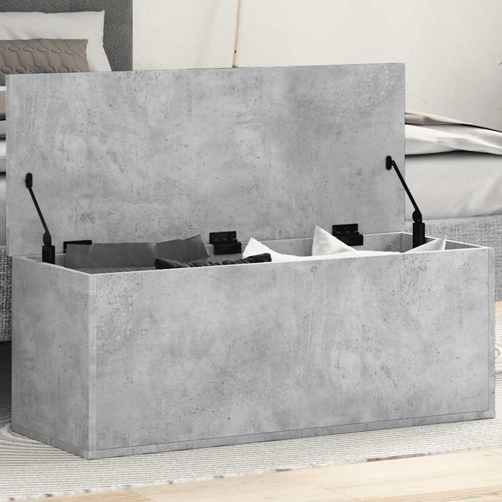 vidaXL Skrzynia, szarość betonu, 90x35x35 cm, materiał drewnopochodny