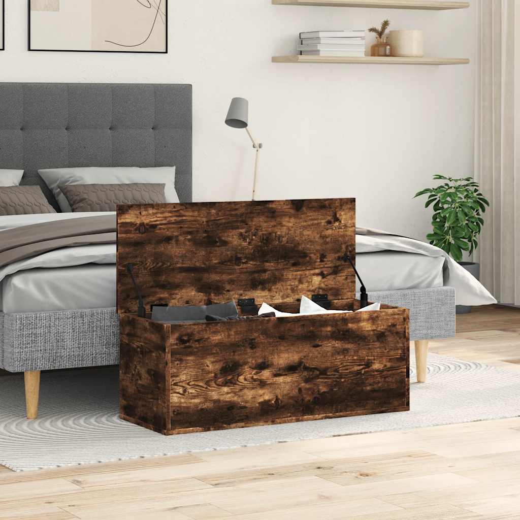 vidaXL Skrzynia, przydymiony dąb, 90x35x35 cm, materiał drewnopochodny