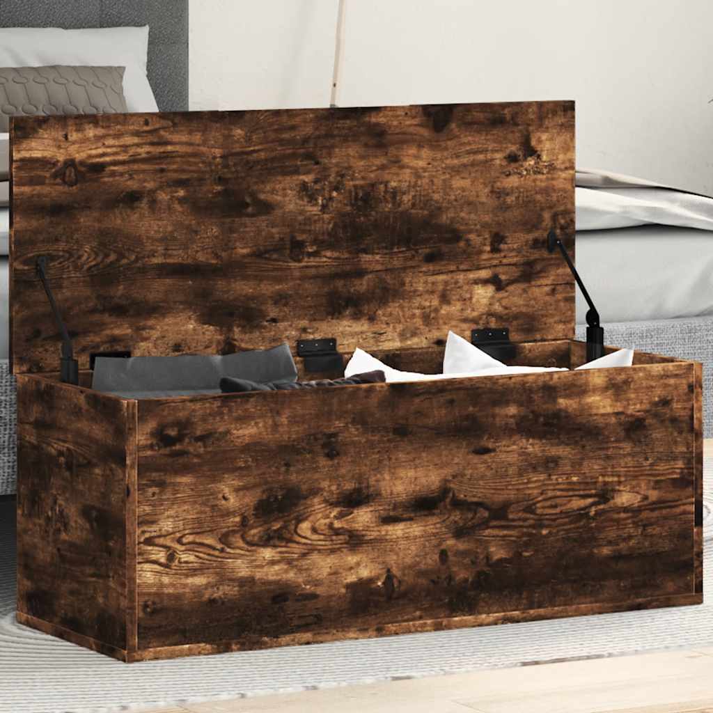 vidaXL Skrzynia, przydymiony dąb, 90x35x35 cm, materiał drewnopochodny