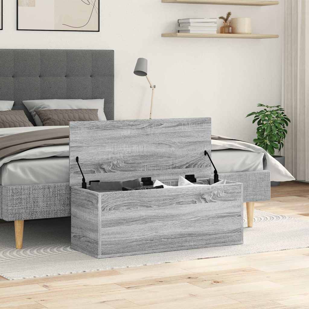 vidaXL Skrzynia, szary dąb sonoma, 90x35x35, materiał drewnopochodny