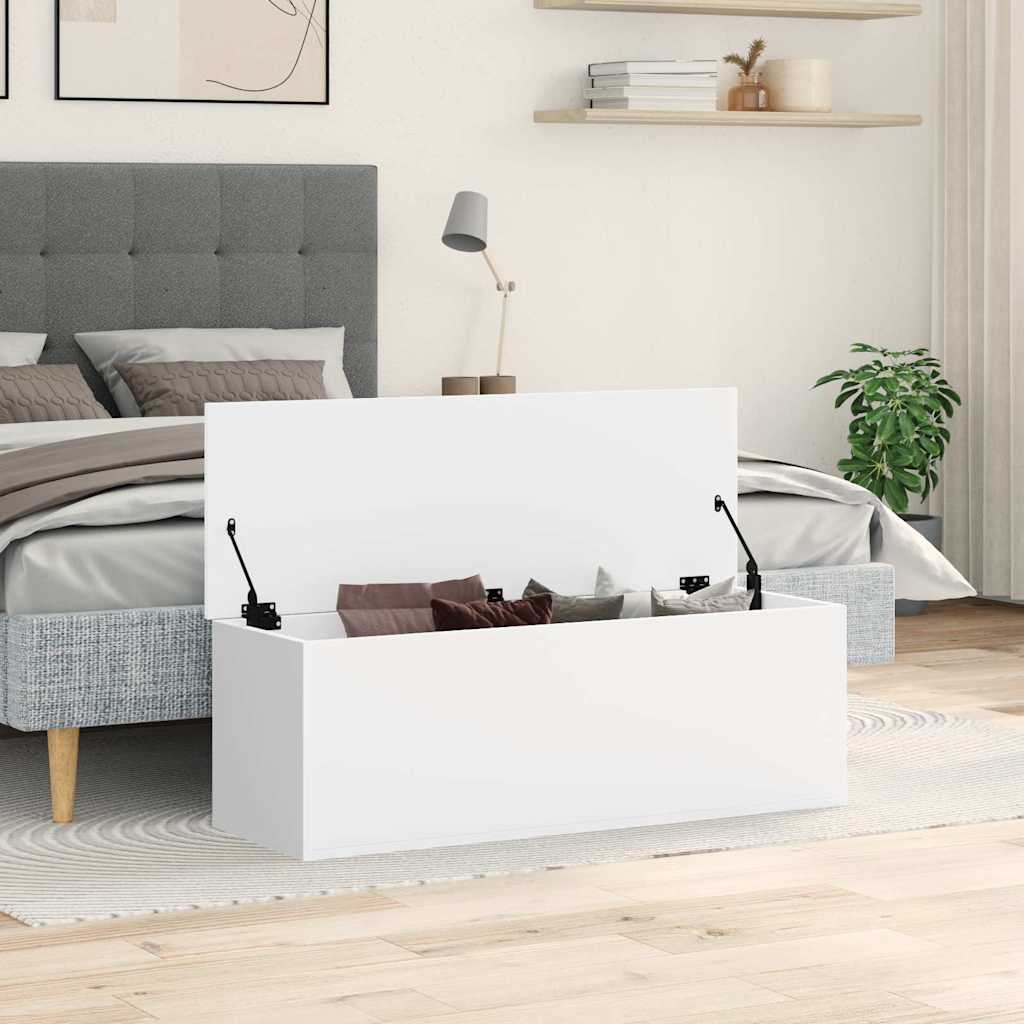 vidaXL Skrzynia, biała, 102x35x35 cm, materiał drewnopochodny