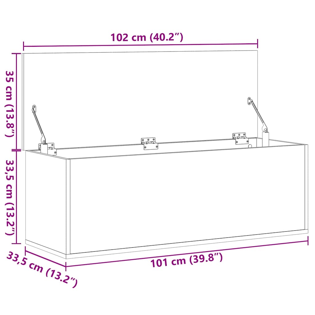 vidaXL Skrzynia, biała, 102x35x35 cm, materiał drewnopochodny