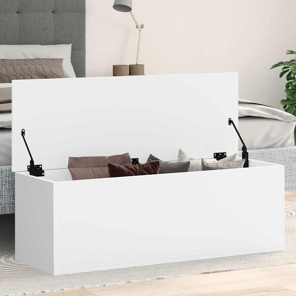 vidaXL Skrzynia, biała, 102x35x35 cm, materiał drewnopochodny