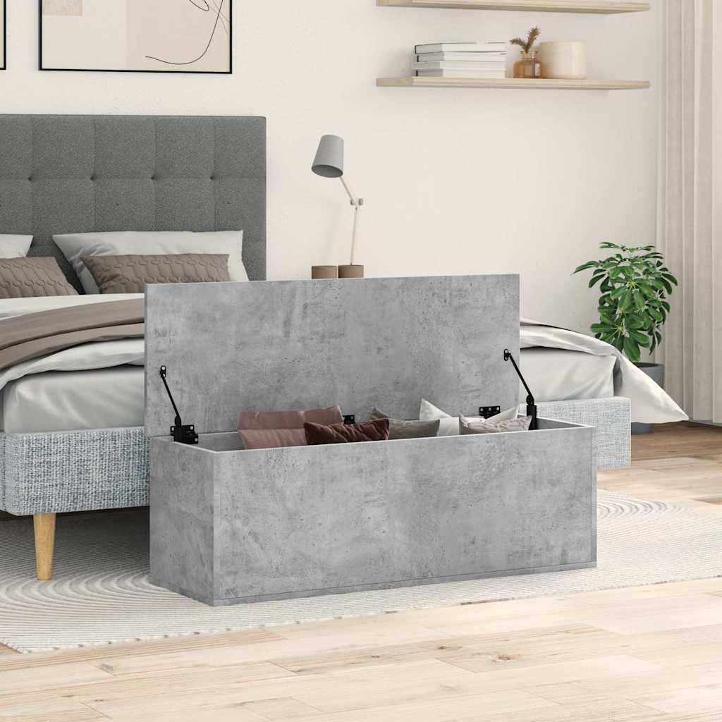 vidaXL Skrzynia, szarość betonu, 102x35x35 cm, materiał drewnopochodny