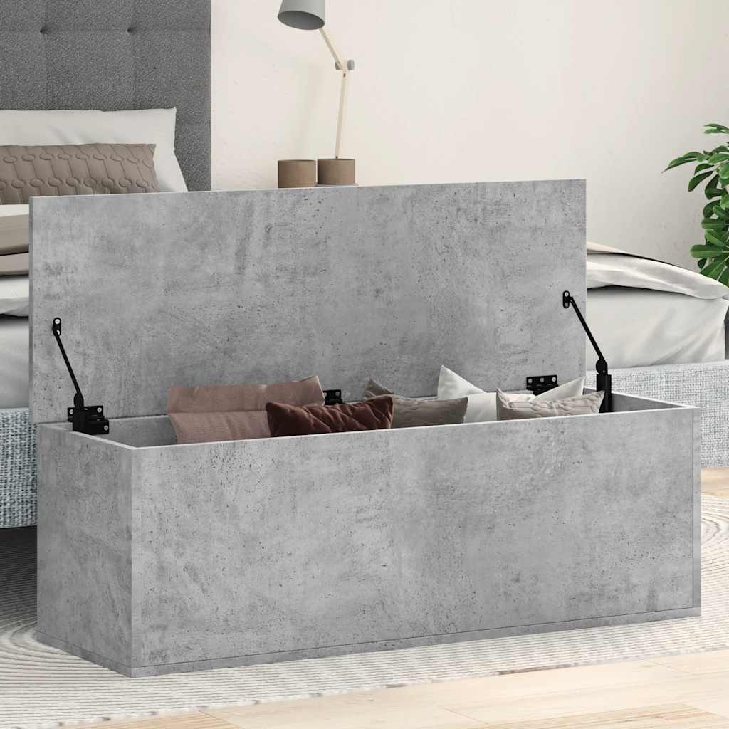 vidaXL Skrzynia, szarość betonu, 102x35x35 cm, materiał drewnopochodny