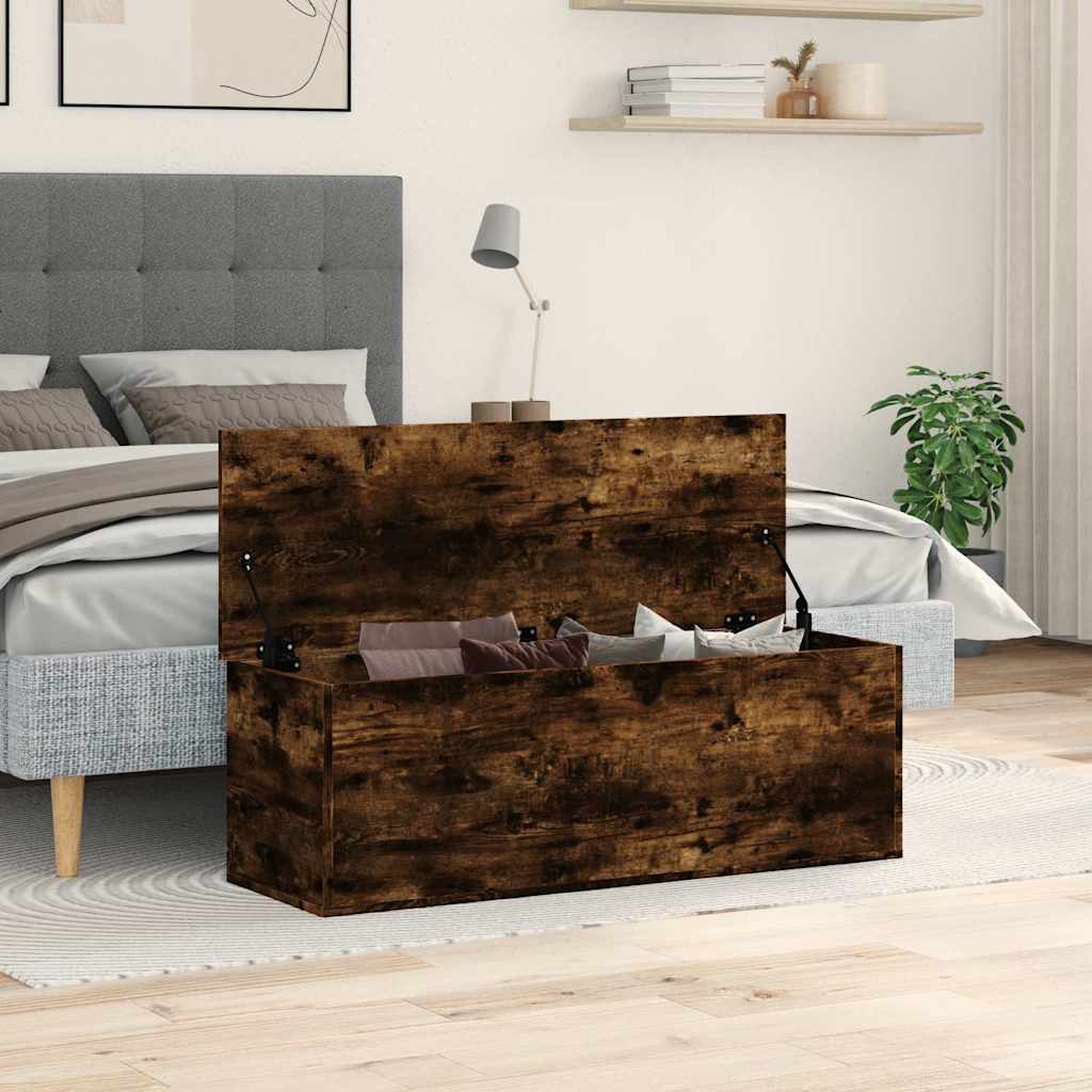 vidaXL Skrzynia, przydymiony dąb, 102x35x35cm, materiał drewnopochodny