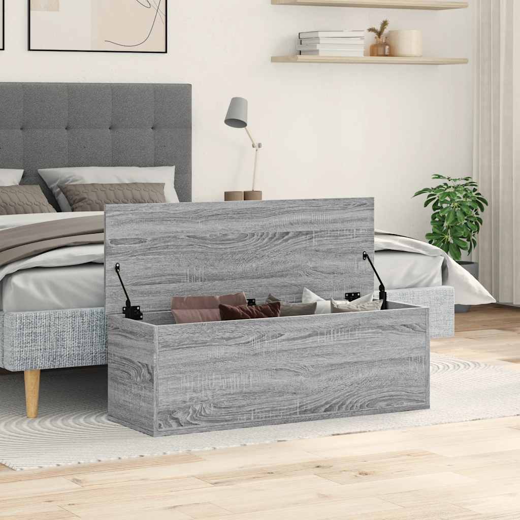 vidaXL Skrzynia, szary dąb sonoma, 102x35x35, materiał drewnopochodny