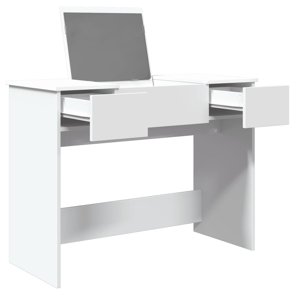 vidaXL Toaletka z lustrem, biała, 100x45x76 cm