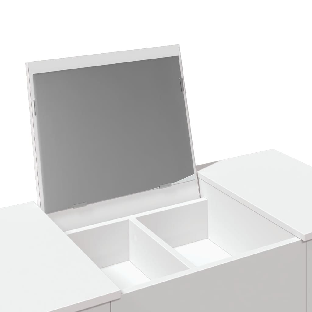 vidaXL Toaletka z lustrem, biała, 100x45x76 cm