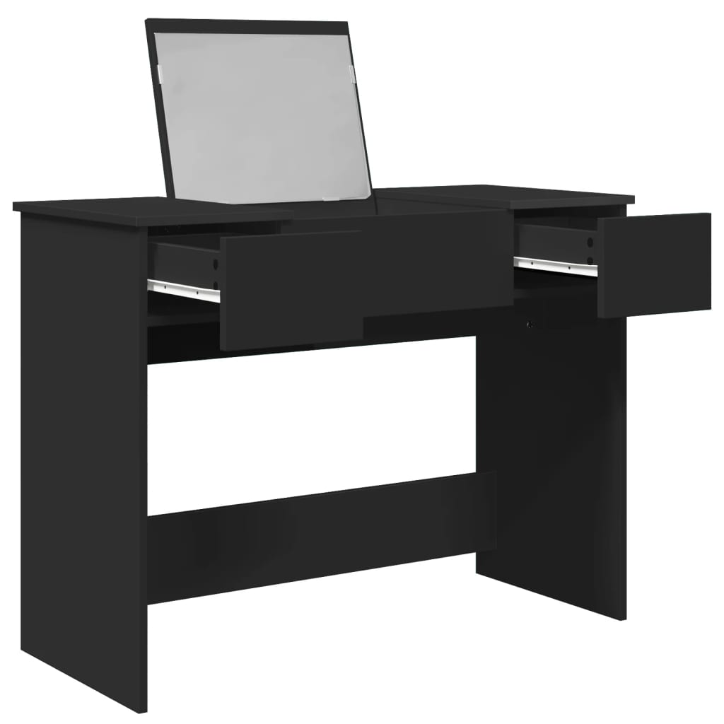 vidaXL Toaletka z lustrem, czarna, 100x45x76 cm