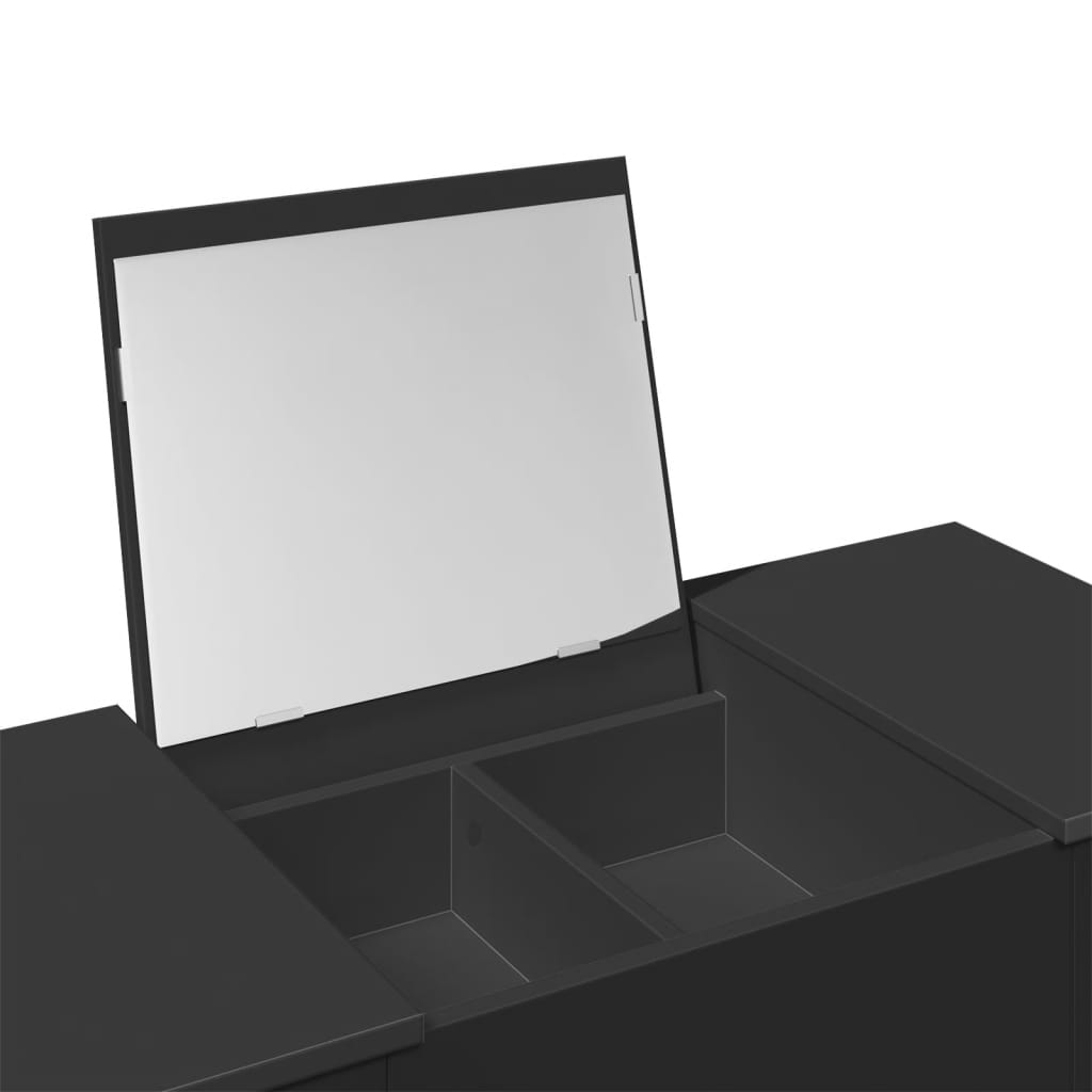 vidaXL Toaletka z lustrem, czarna, 100x45x76 cm