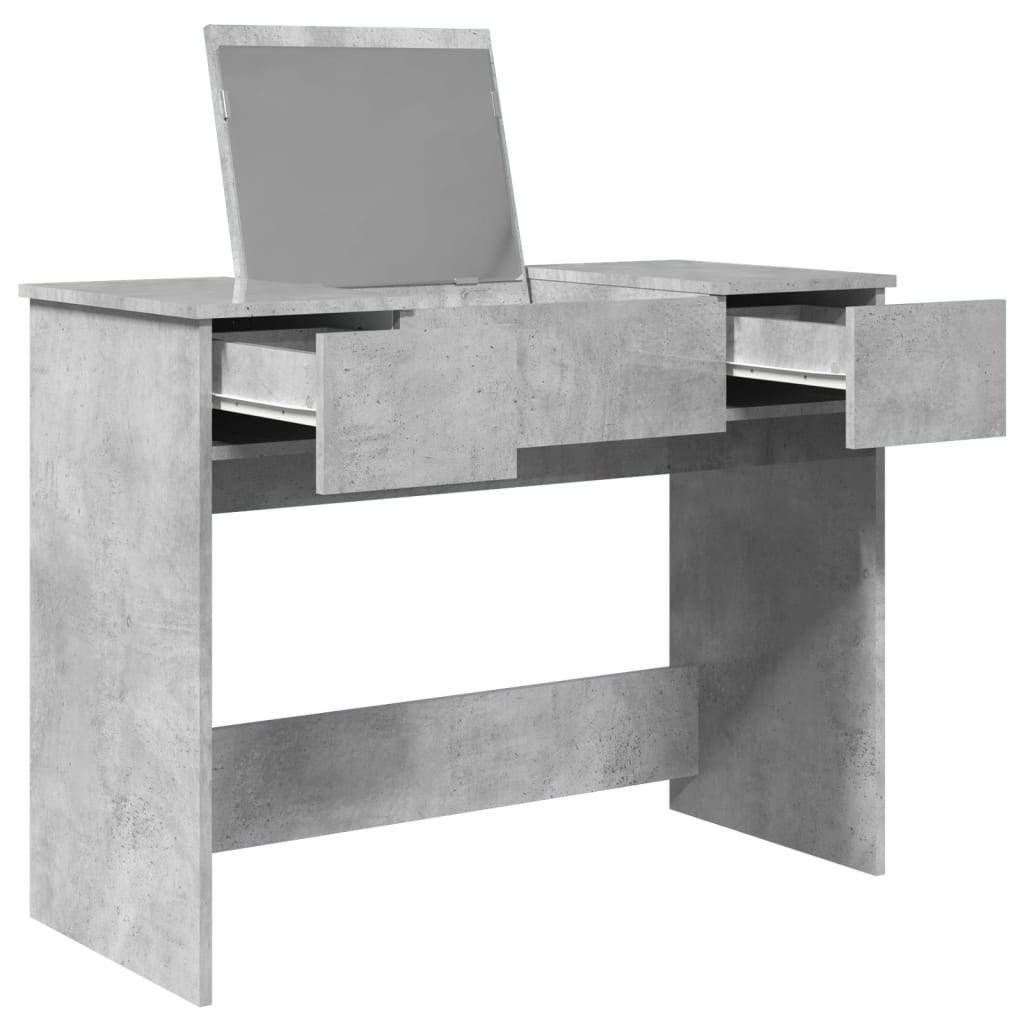 vidaXL Toaletka z lustrem, szarość betonu, 100x45x76 cm