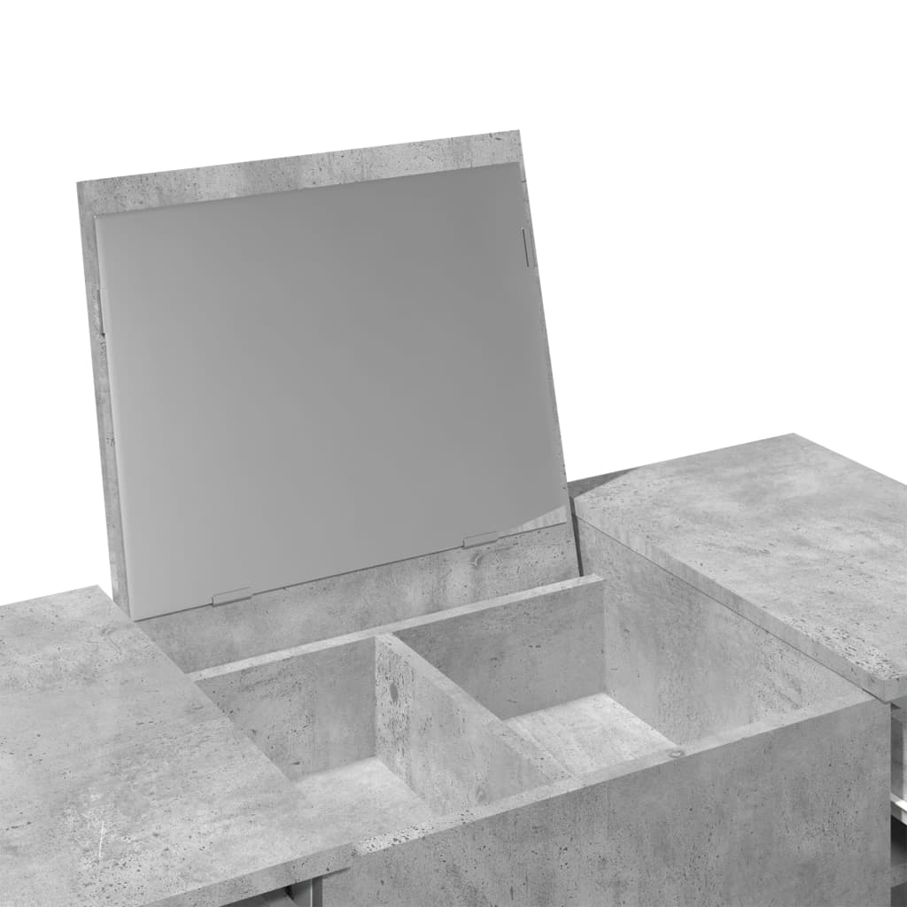 vidaXL Toaletka z lustrem, szarość betonu, 100x45x76 cm