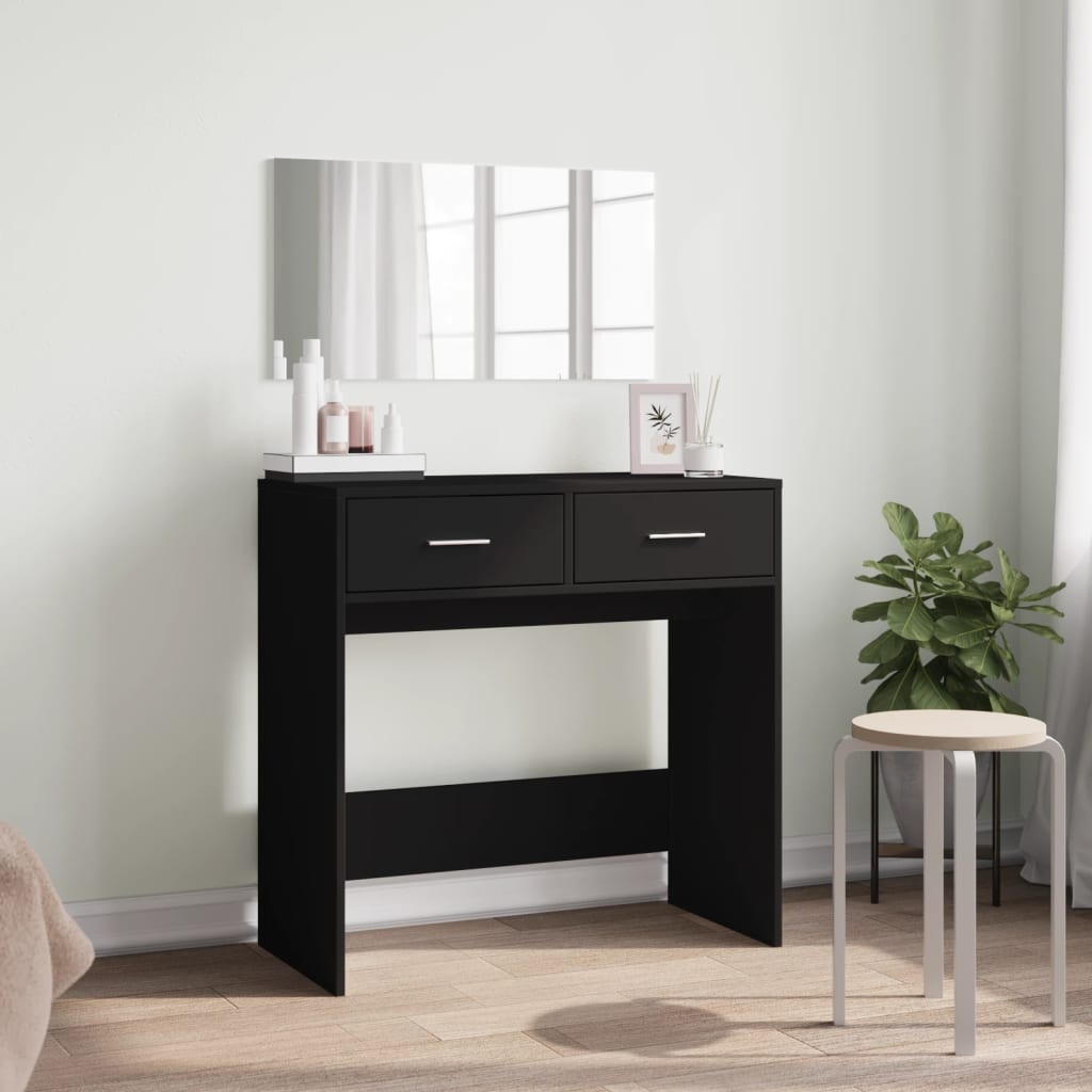 vidaXL Toaletka z lustrem, czarna, 80x39x80 cm