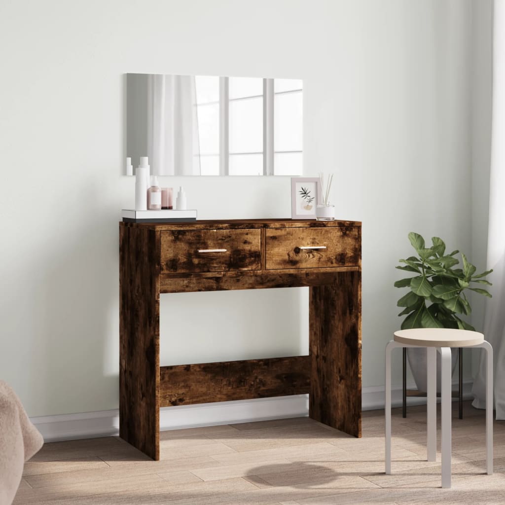 vidaXL Toaletka z lustrem, przydymiony dąb, 80x39x80 cm