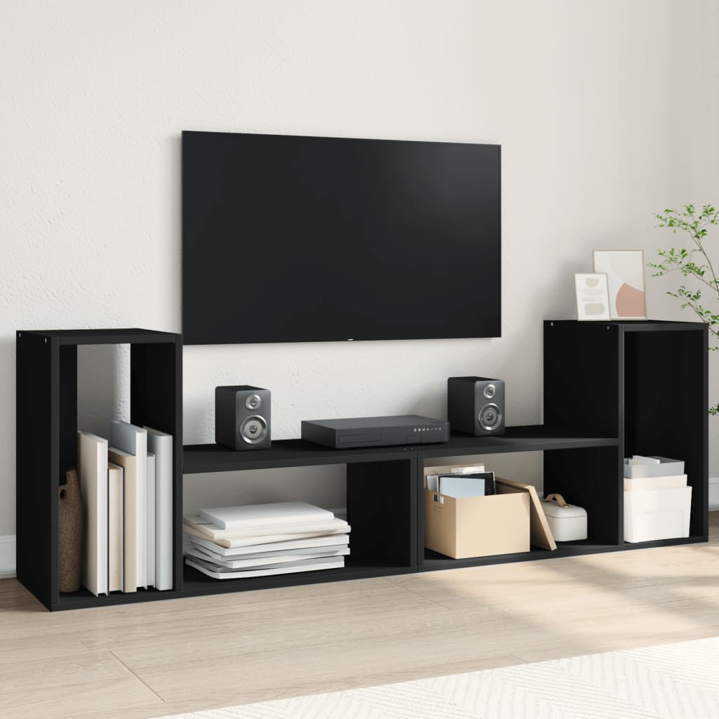 vidaXL Szafki pod telewizor, 2 szt., czarne, 75x30x50 cm
