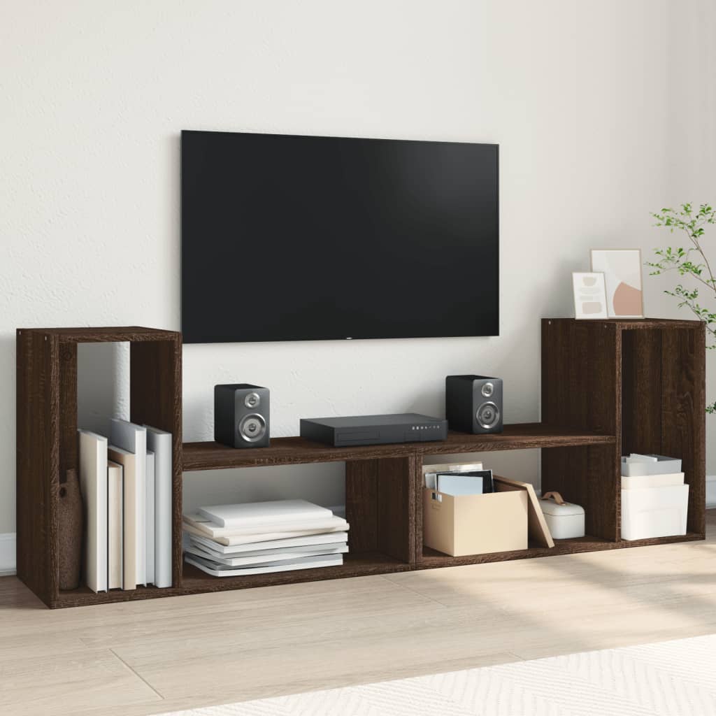 vidaXL Szafki pod telewizor, 2 szt., brązowy dąb, 75x30x50 cm