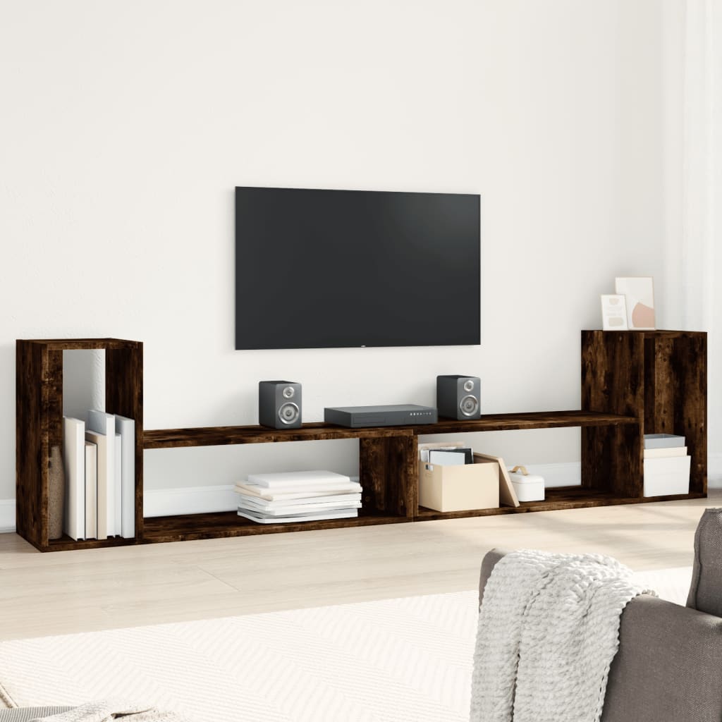 vidaXL Szafki pod telewizor, 2 szt., przydymiony dąb, 100x30x50 cm