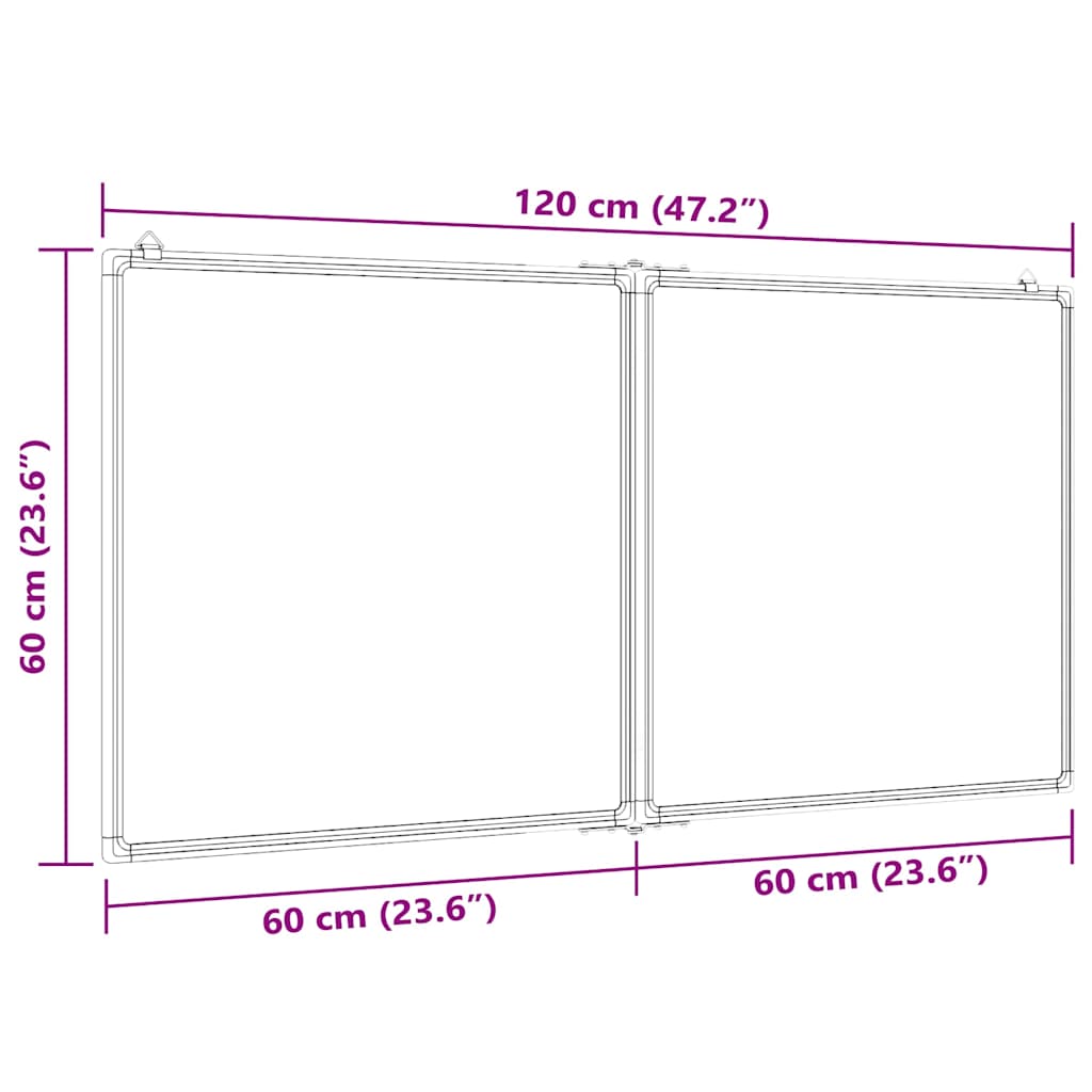 vidaXL Tablica magnetyczna, składana, 120x60x1,7 cm, aluminiowa