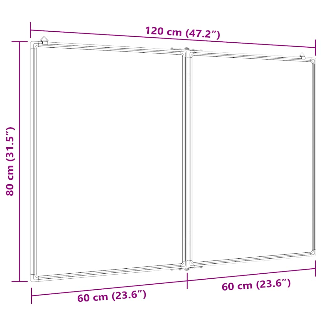 vidaXL Tablica magnetyczna, składana, 120x80x1,7 cm, aluminiowa