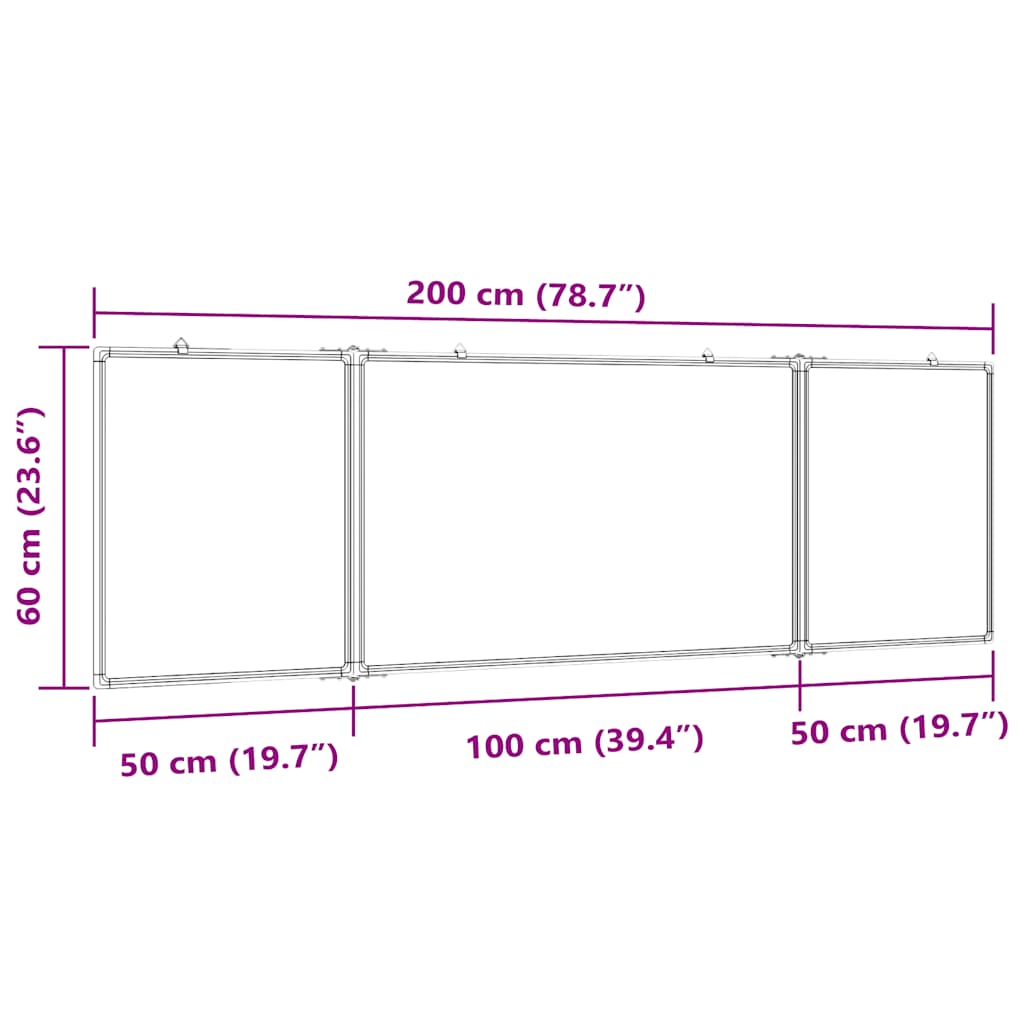 vidaXL Tablica magnetyczna, składana, 200x60x1,7 cm, aluminiowa