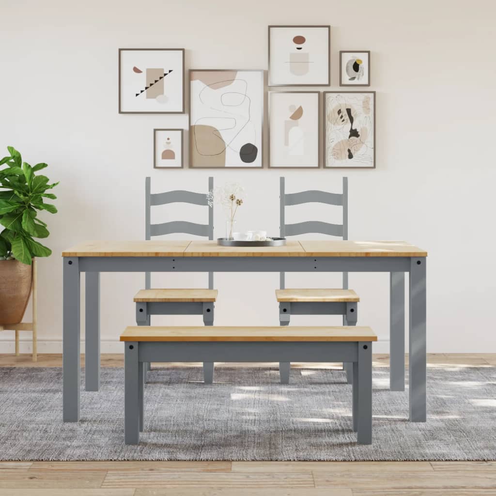 vidaXL Ławka stołowa PANAMA, szara, 105x30x45 cm, lite drewno sosnowe