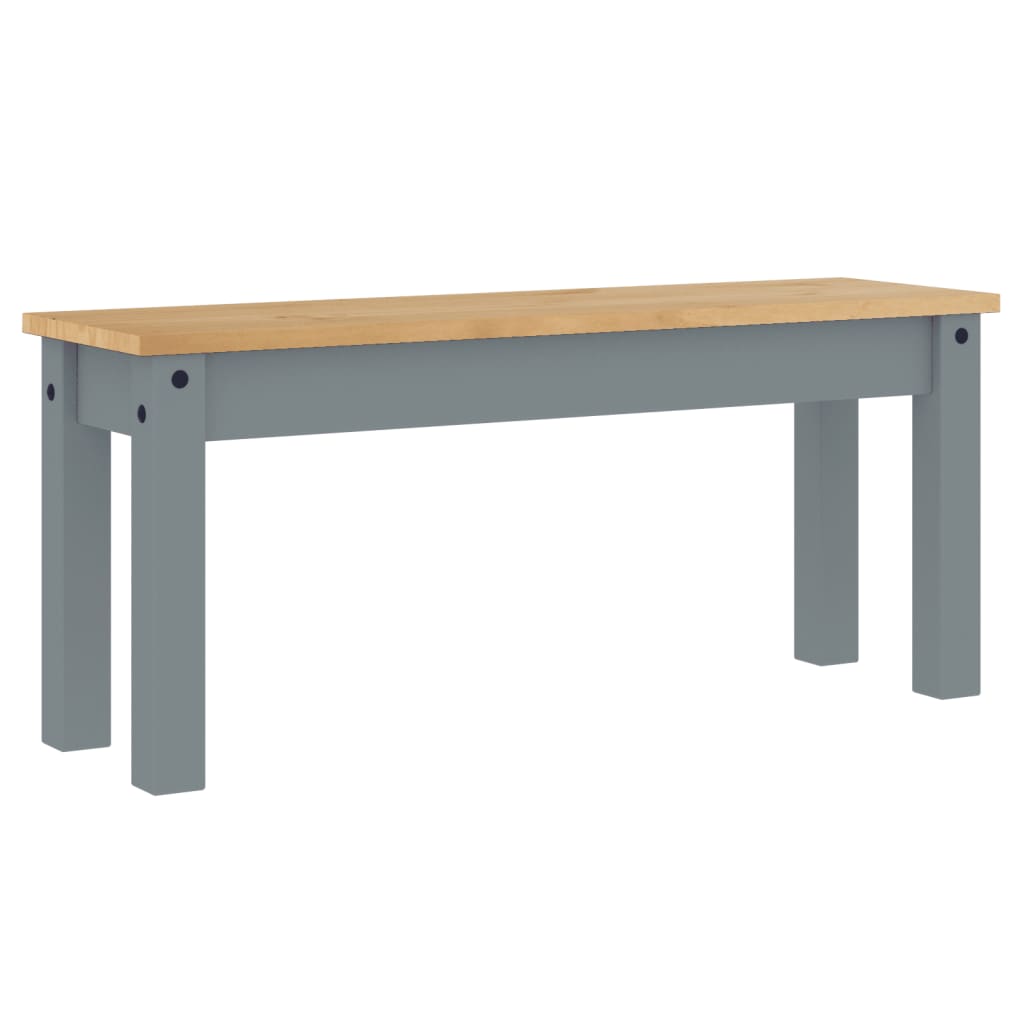 vidaXL Ławka stołowa PANAMA, szara, 105x30x45 cm, lite drewno sosnowe