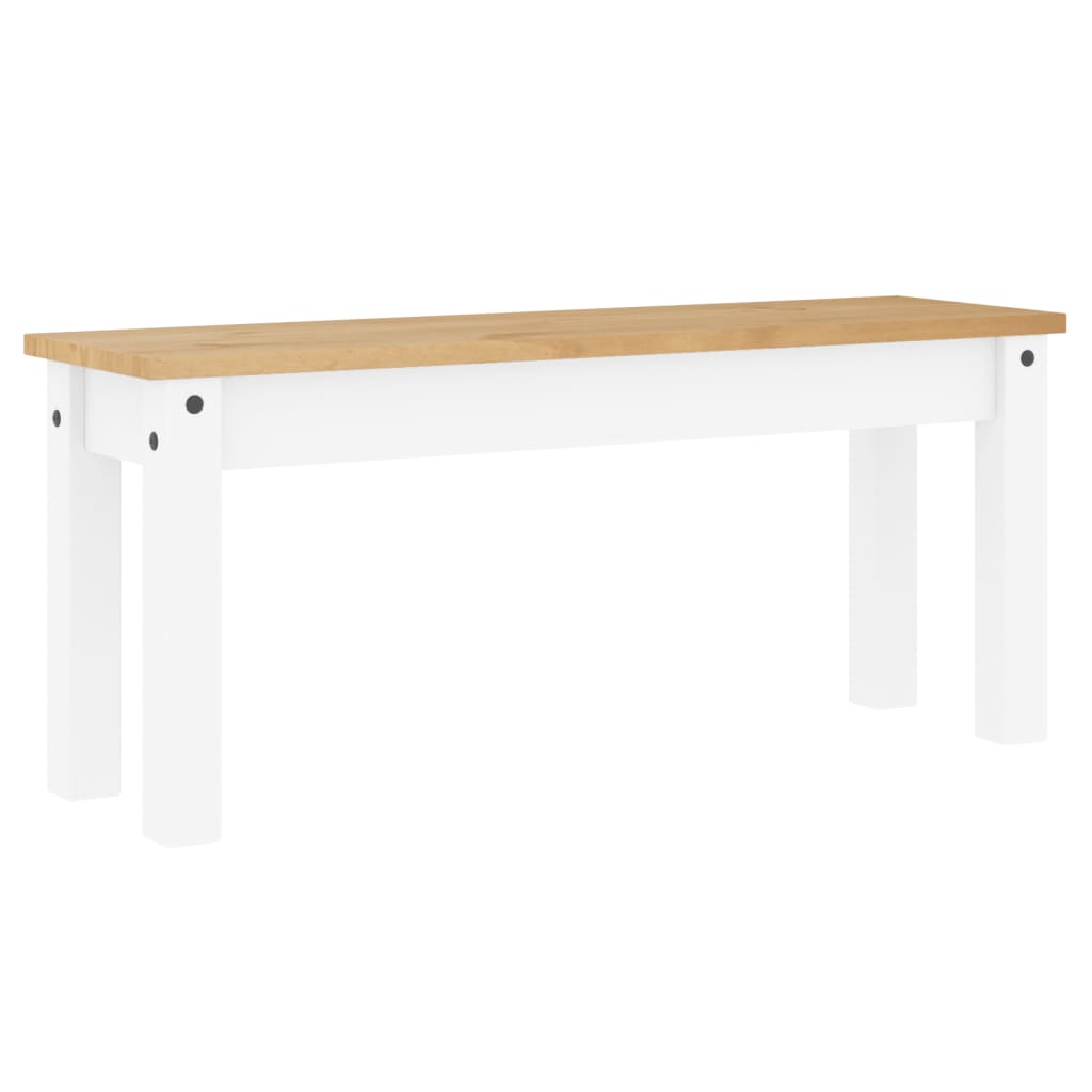 vidaXL Ławka stołowa PANAMA, biała, 105x30x45 cm, lite drewno sosnowe