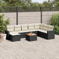 vidaXL 9-cz. zestaw wypoczynkowy do ogrodu, z poduszkami, czarny