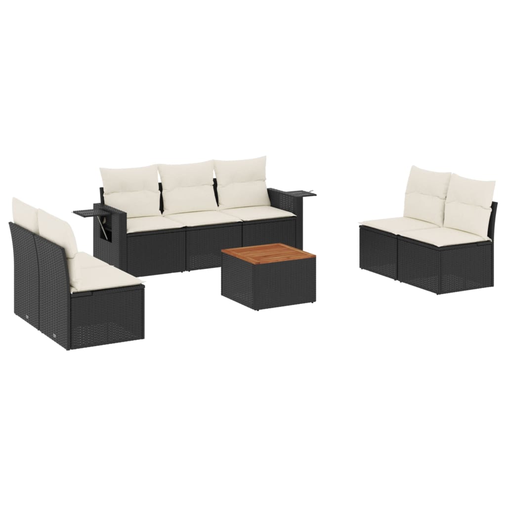 vidaXL 8-cz. zestaw wypoczynkowy do ogrodu, z poduszkami, czarny