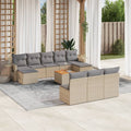 vidaXL 11-cz. zestaw mebli ogrodowych z poduszkami, beżowy, polirattan