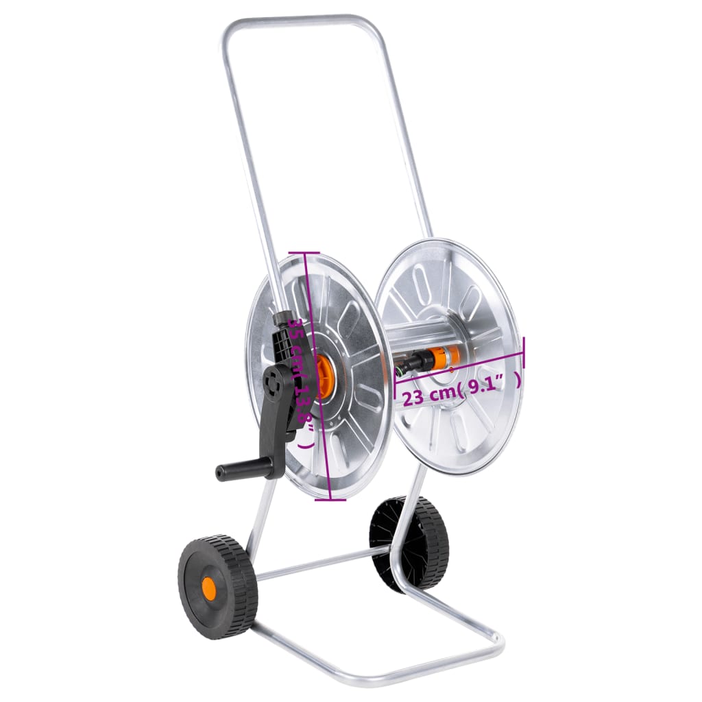 vidaXL Wózek z bębnem na wąż 50 m 1/2" lub 35 m 3/4", stalowy