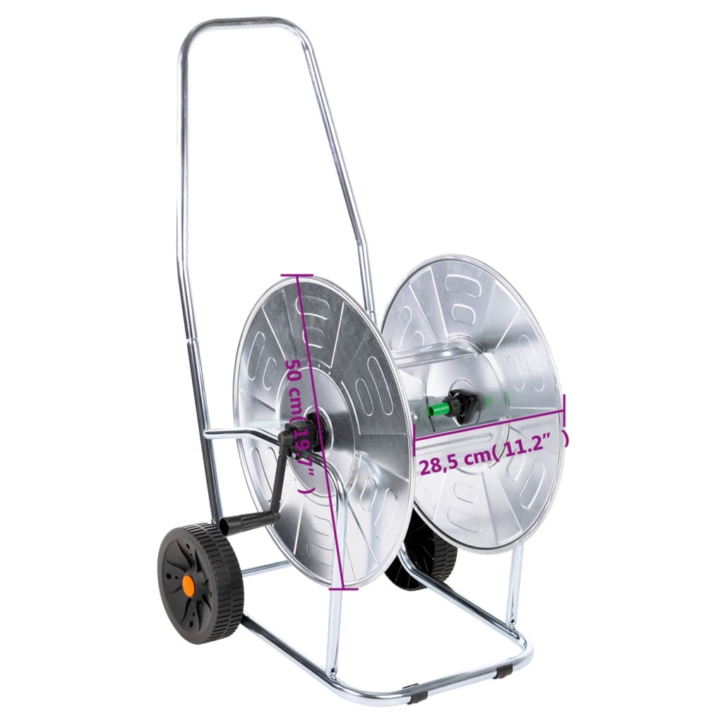 vidaXL Wózek z bębnem na wąż 80 m, 3/4", stalowy