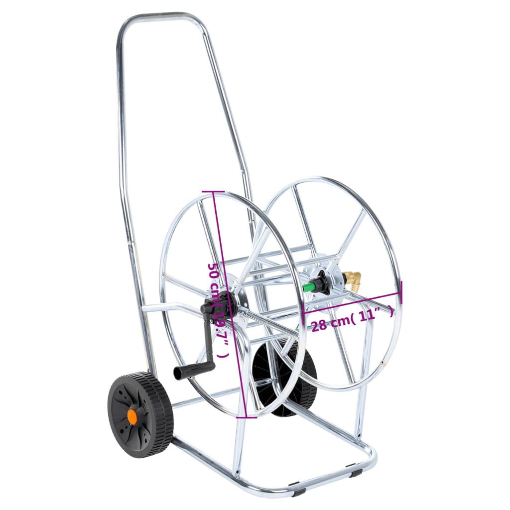 vidaXL Wózek z bębnem na wąż 80 m, 3/4", stalowy