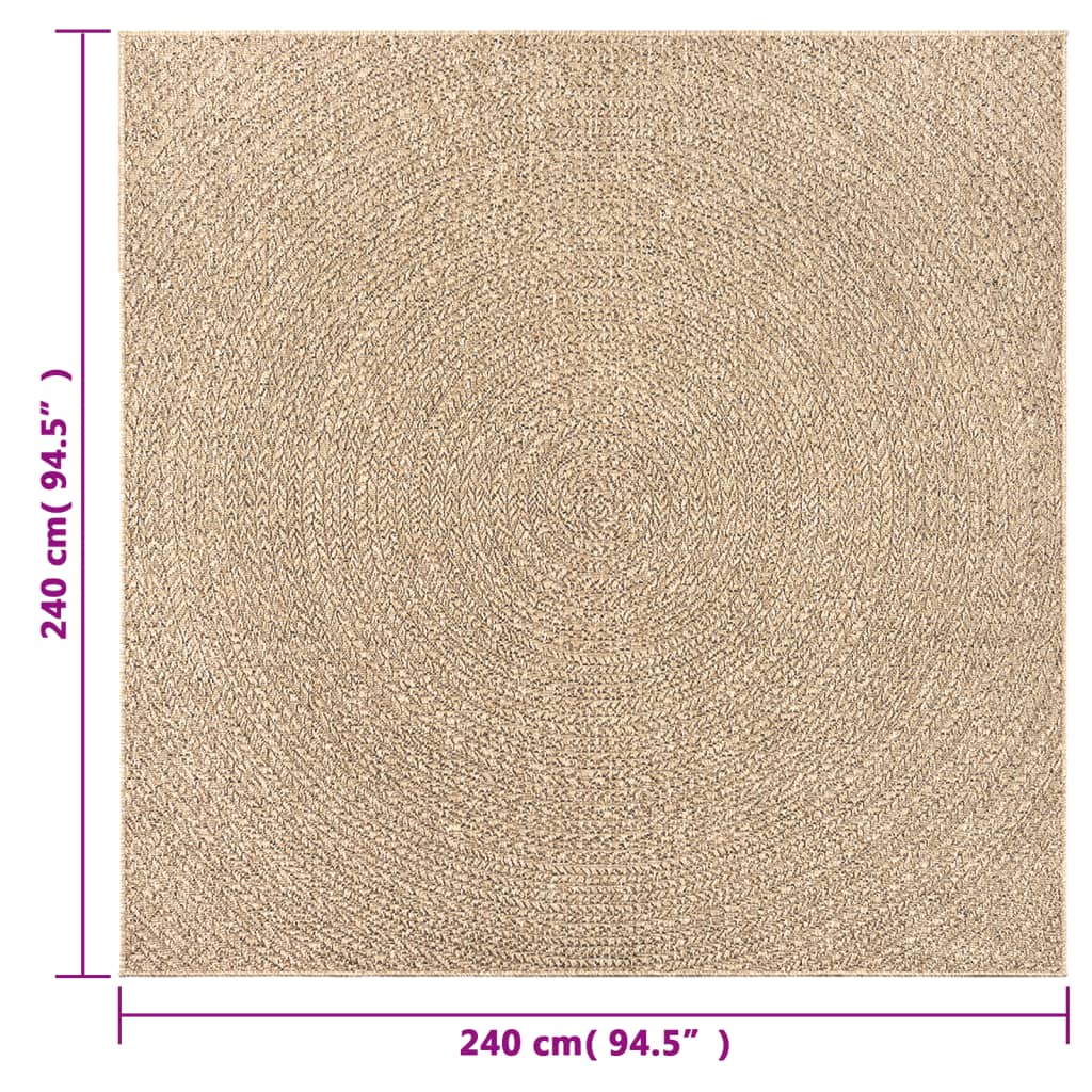 vidaXL Dywan ZIZUR, 240x240 cm, stylizowany na jutowy