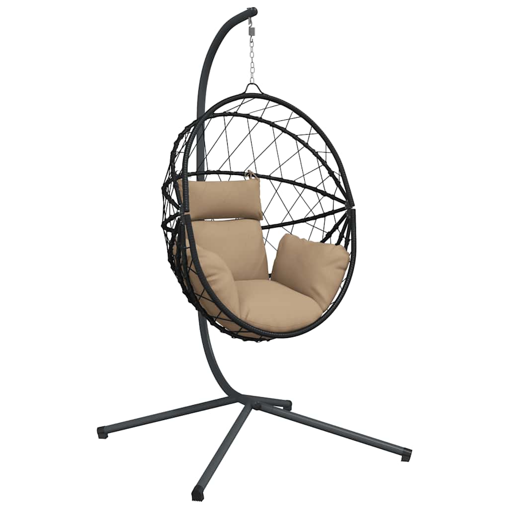vidaXL Wiszące krzesło kokon ze stojakiem, kolor taupe, rattan i stal