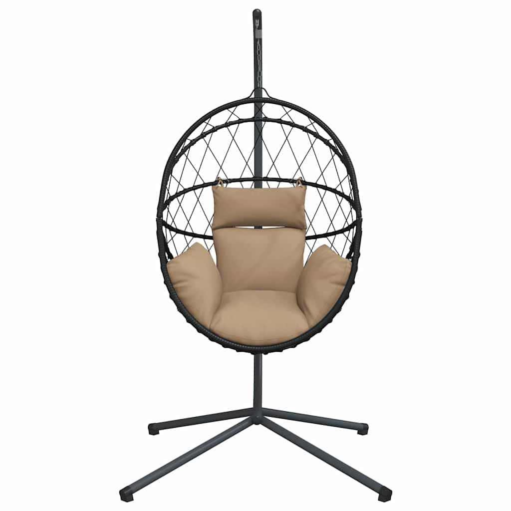 vidaXL Wiszące krzesło kokon ze stojakiem, kolor taupe, rattan i stal