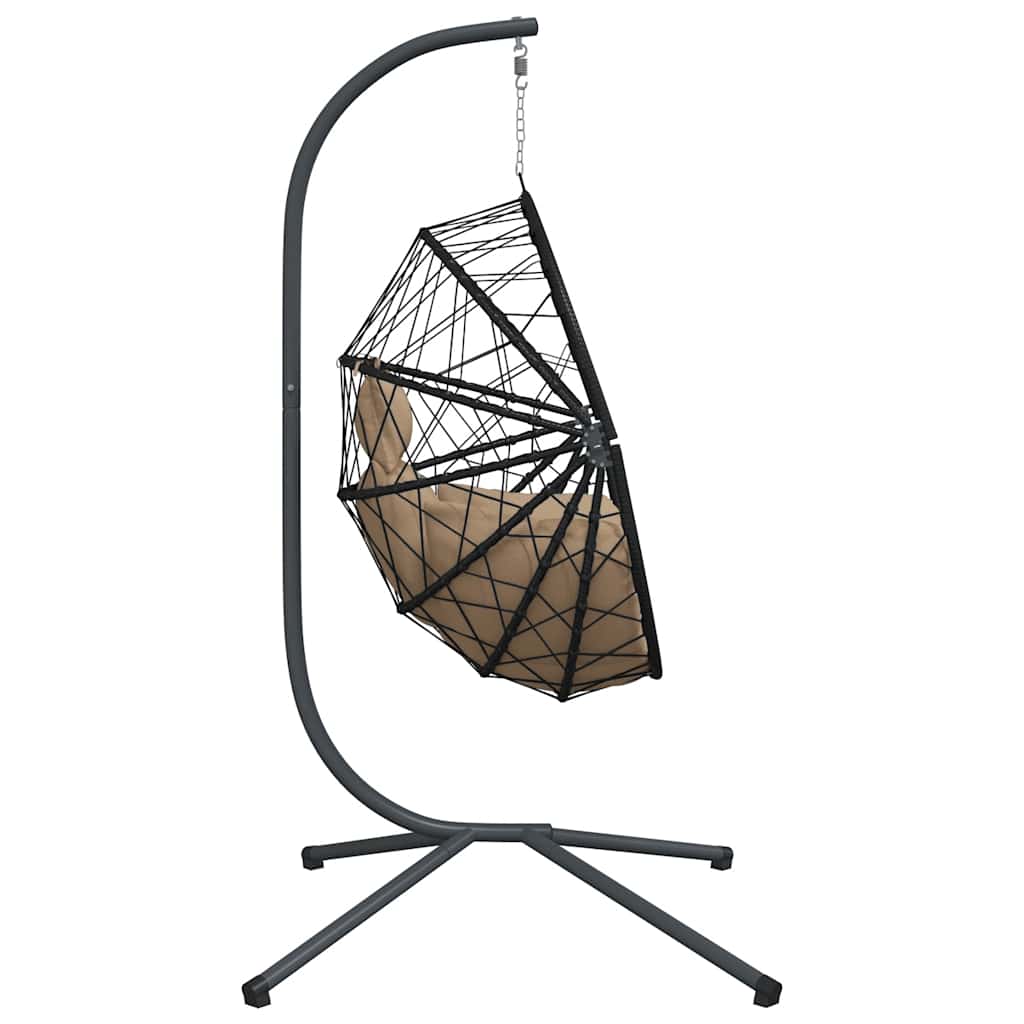 vidaXL Wiszące krzesło kokon ze stojakiem, kolor taupe, rattan i stal