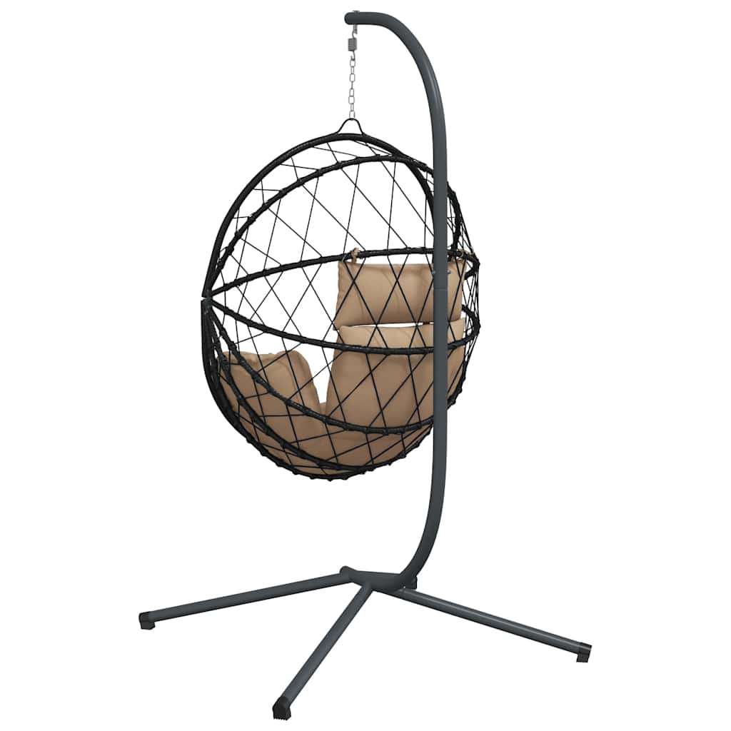 vidaXL Wiszące krzesło kokon ze stojakiem, kolor taupe, rattan i stal