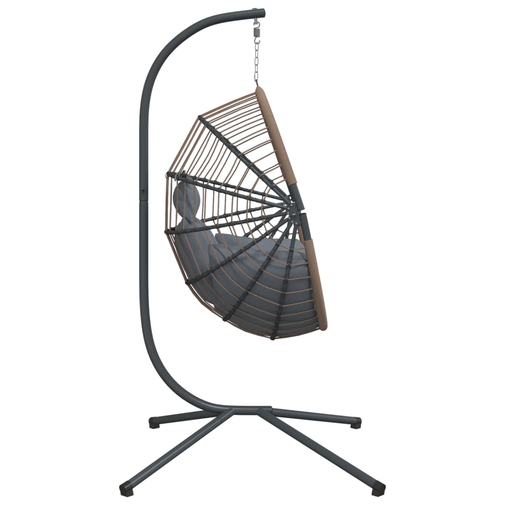 vidaXL Wiszące krzesło kokon ze stojakiem, jasnoszare, rattan i stal