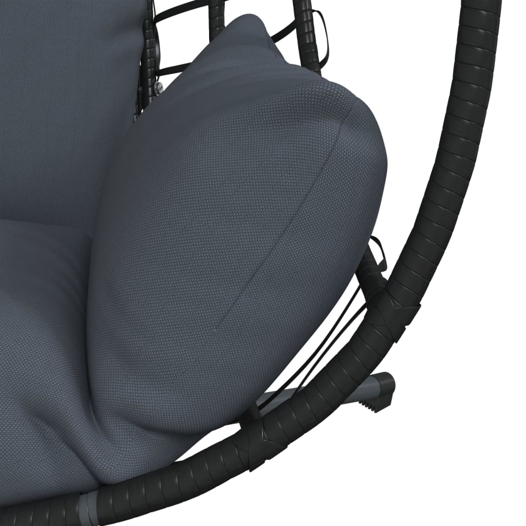 vidaXL Wiszące krzesło kokon ze stojakiem, antracytowe, rattan i stal