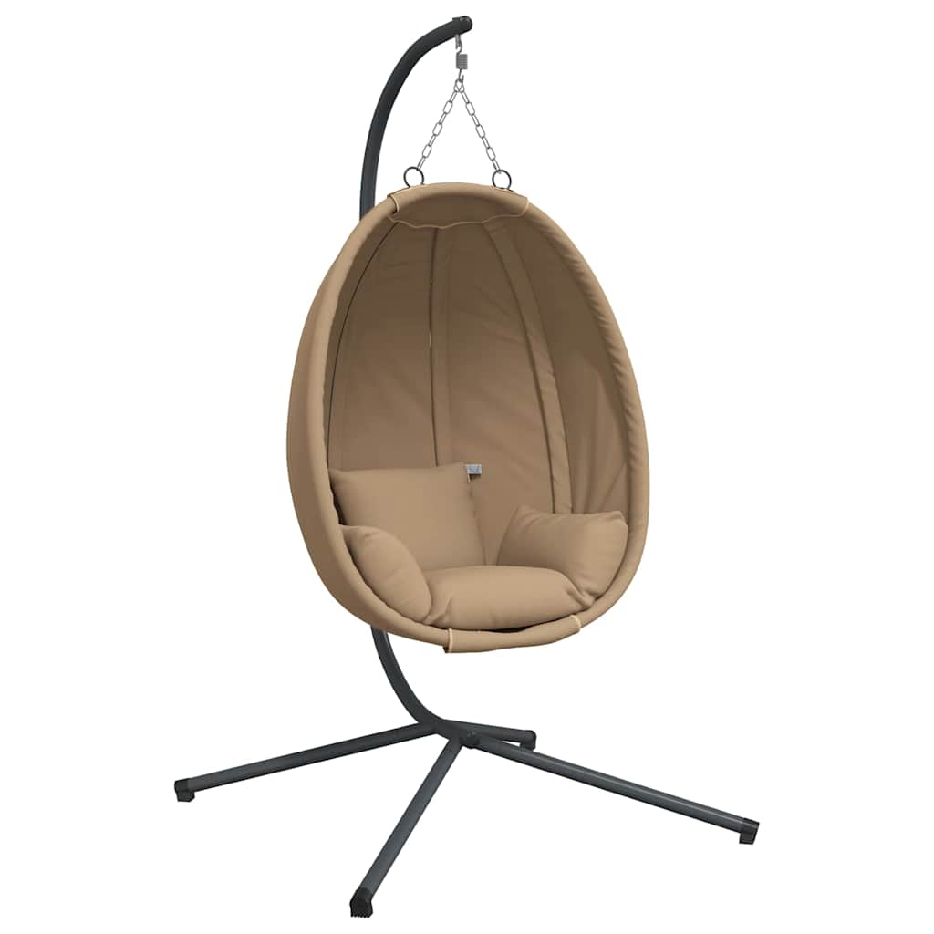 vidaXL Wiszące krzesło kokon ze stojakiem, kolor taupe, rattan i stal