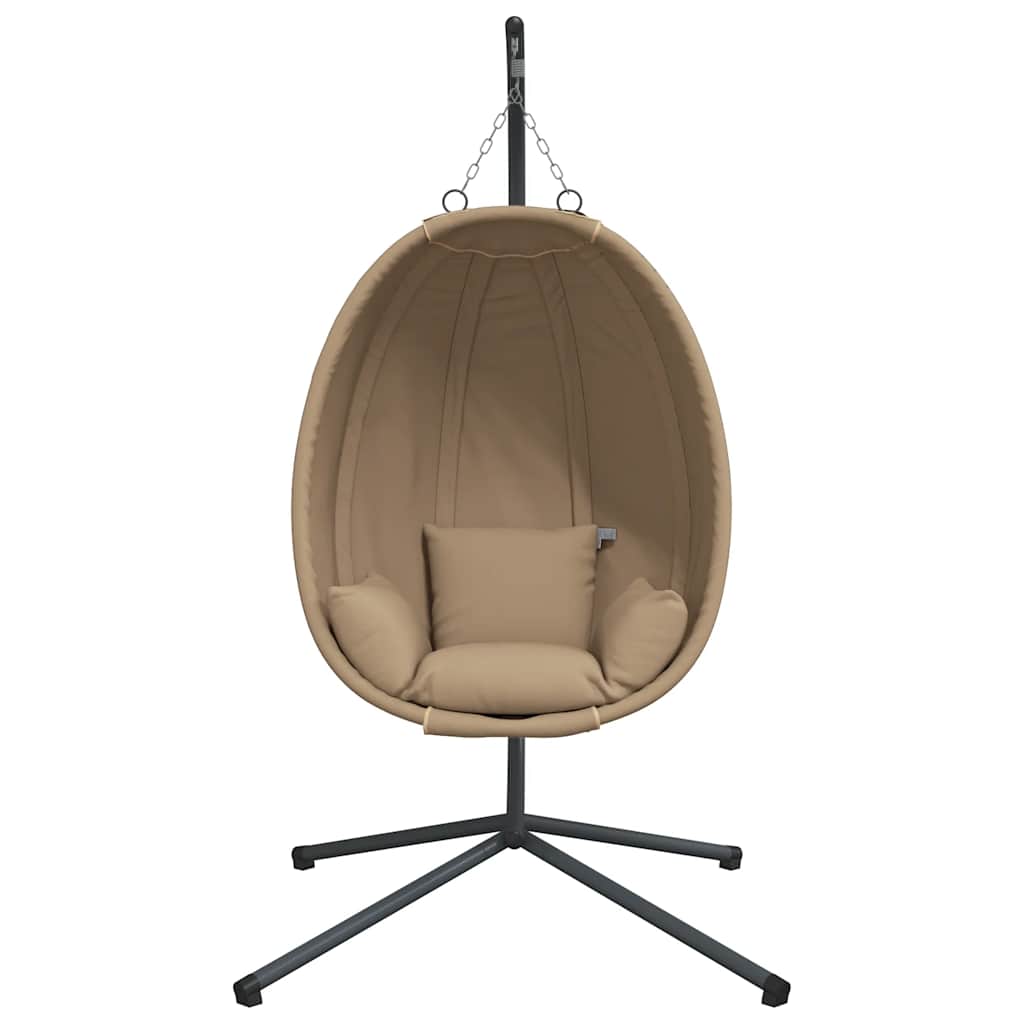 vidaXL Wiszące krzesło kokon ze stojakiem, kolor taupe, rattan i stal