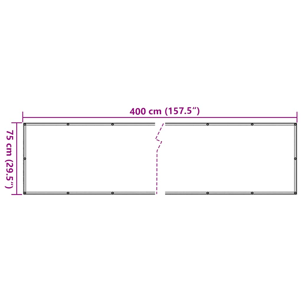 vidaXL Osłona balkonowa, antracytowa, 400x75 cm, PVC