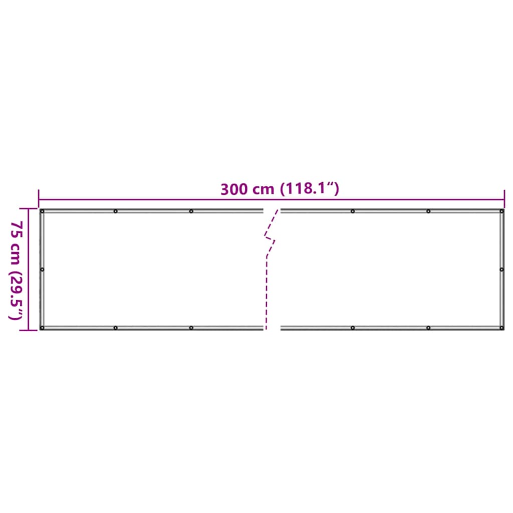 vidaXL Osłona balkonowa, szara, 300x75 cm, PVC