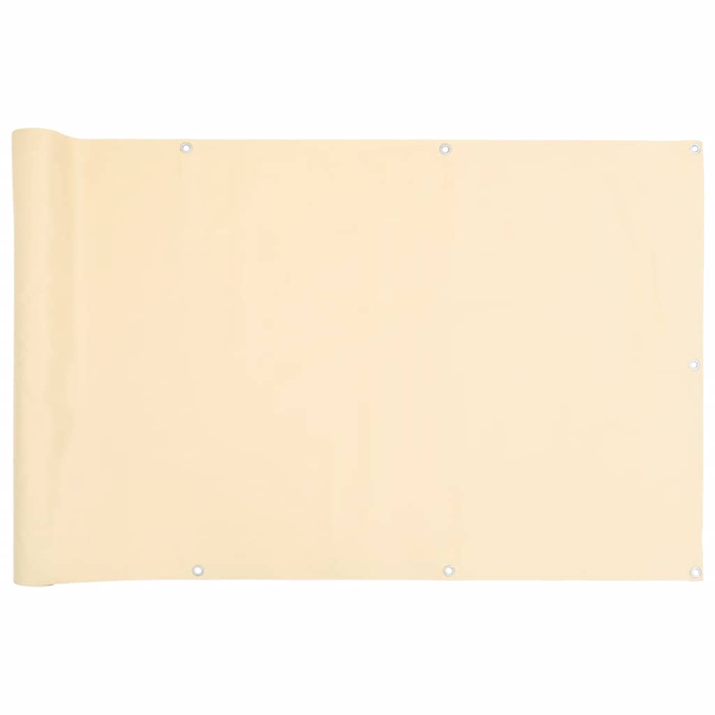 vidaXL Osłona balkonowa, kremowa, 600x90 cm, PVC