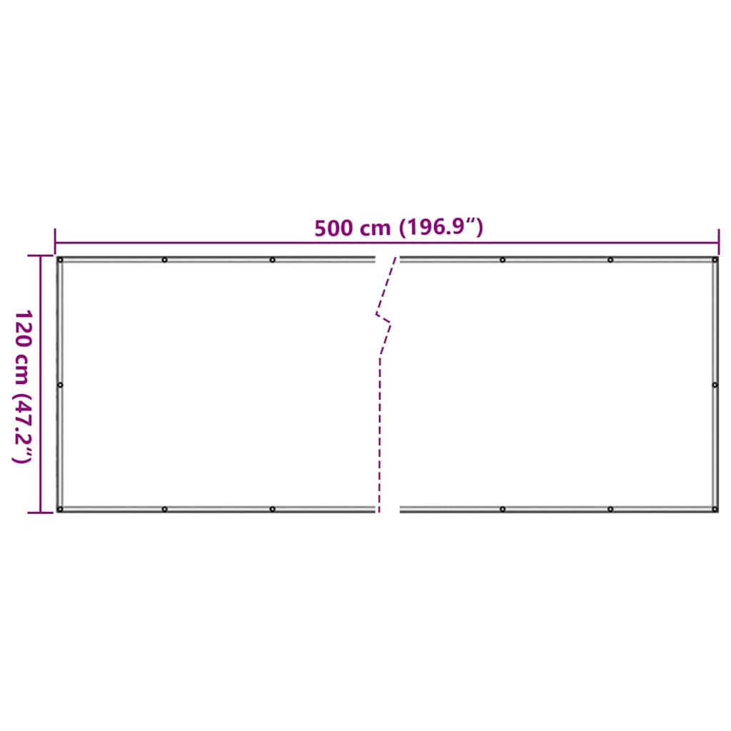 vidaXL Osłona balkonowa, szara, 500x120 cm, PVC
